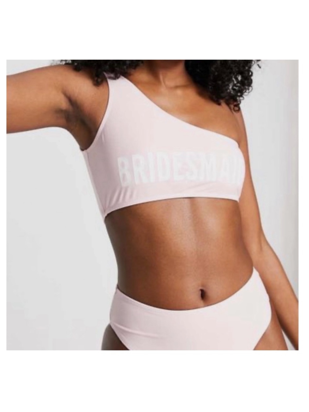 Unique21 nwt size UK 6 bridesmaid one shoulder bikini top light pink